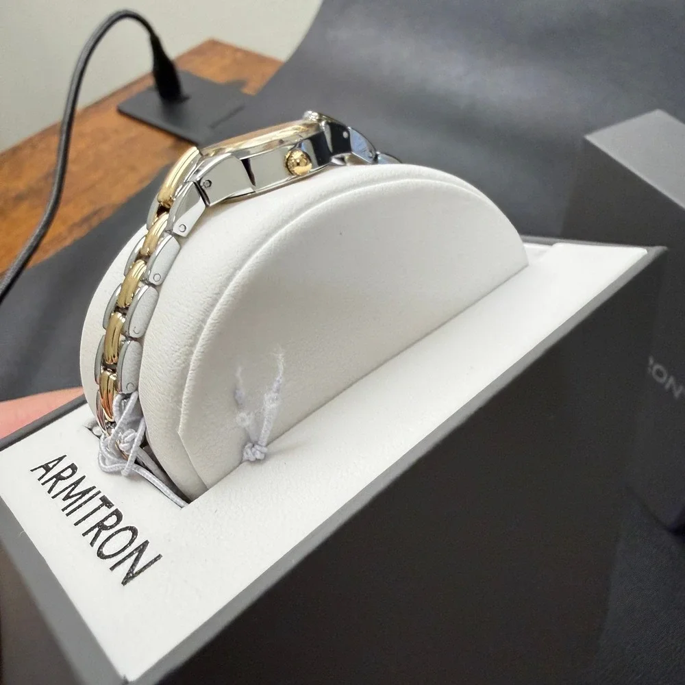 Armitron 75/3313 Womens Oval Faceted Crystal Two-Tone Bracelet Watch New Battery